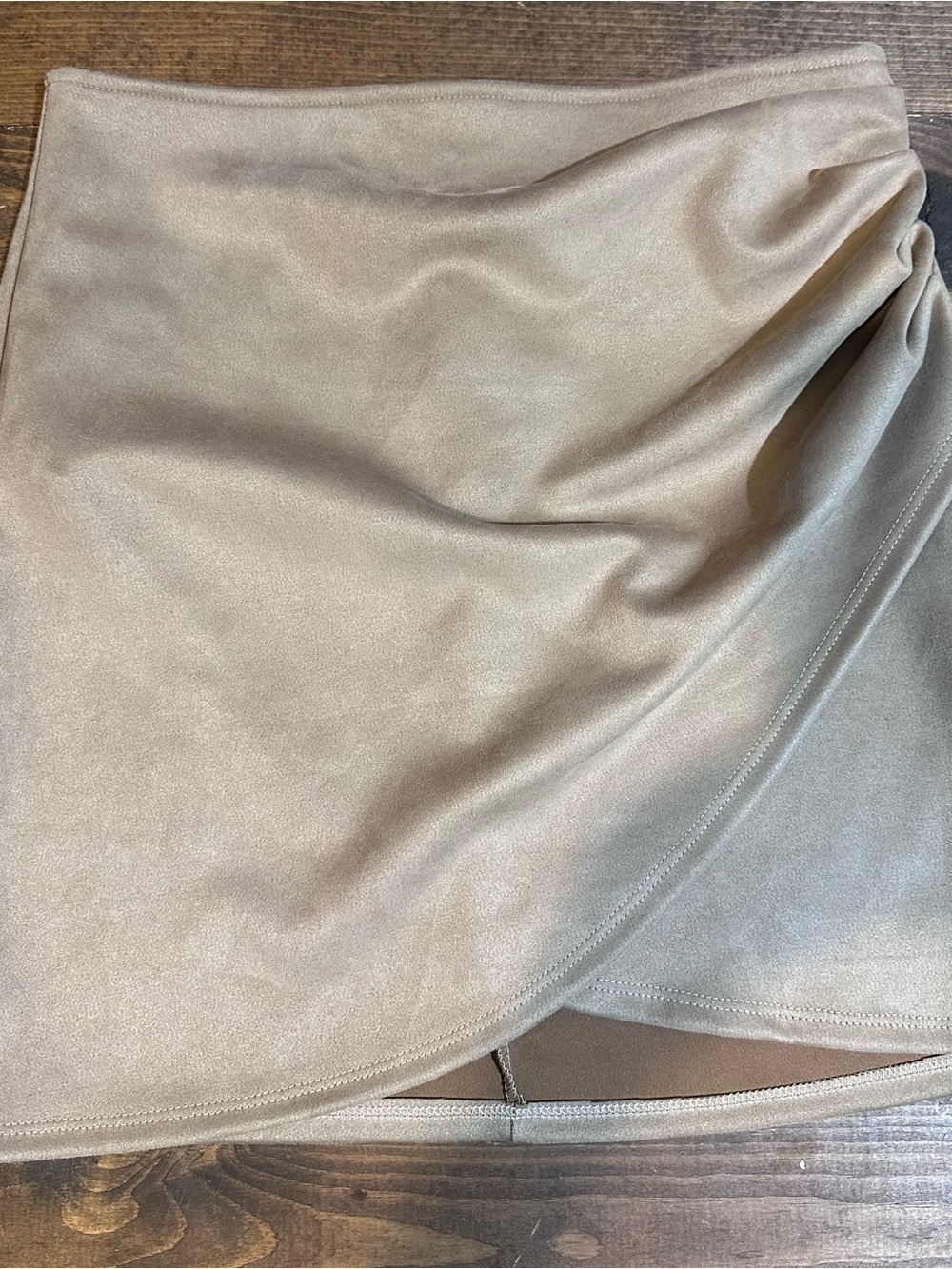 Windsor Taupe Faux-Suede Wrap Mini Skirt